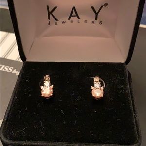 14K Rose gold aquamarine with choco diamond posts